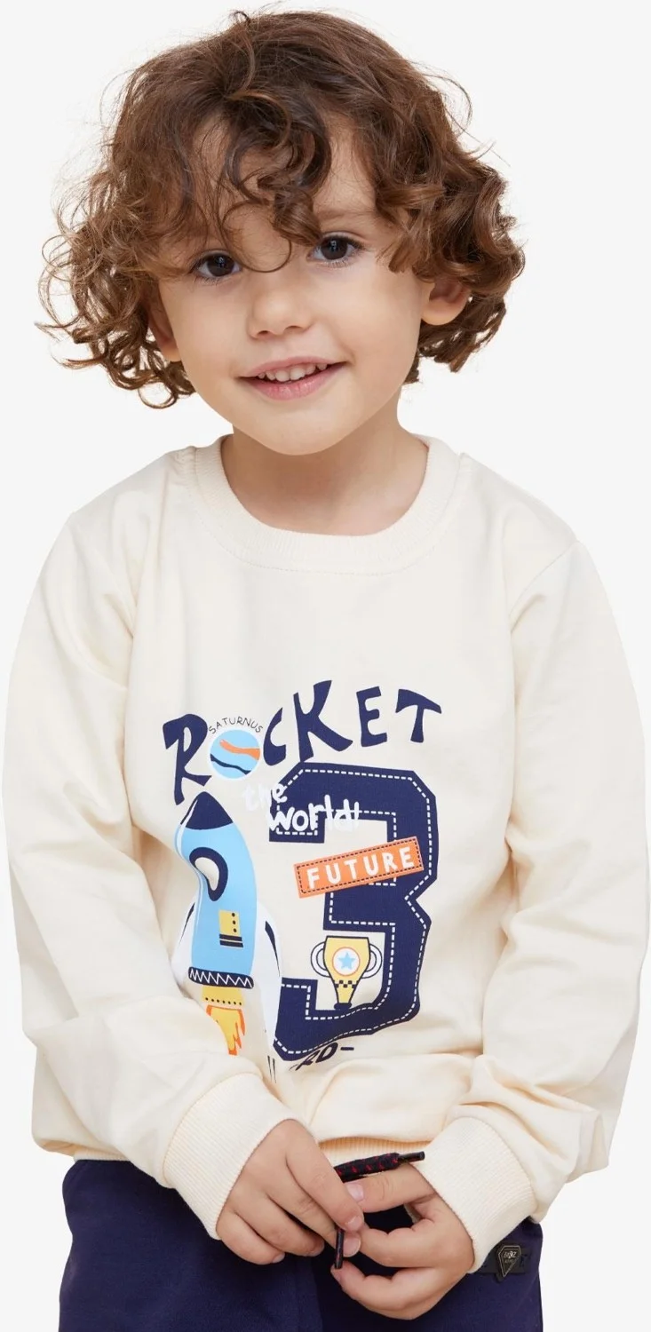 Breeze Boy's Sweatshirt Rocket Printed 1.5-5 Years, Cream