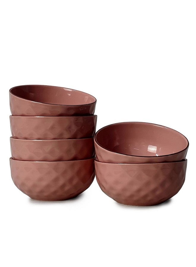 SEPARATE WAY Ceramic Soup Bowls, Cereal Bowl, Dishwasher & Microwave Safe/Serving Bowls For Kitchen (Ceramic Pink Bowl Diamond Looks Set Of 6), 2 Liters - Image 5