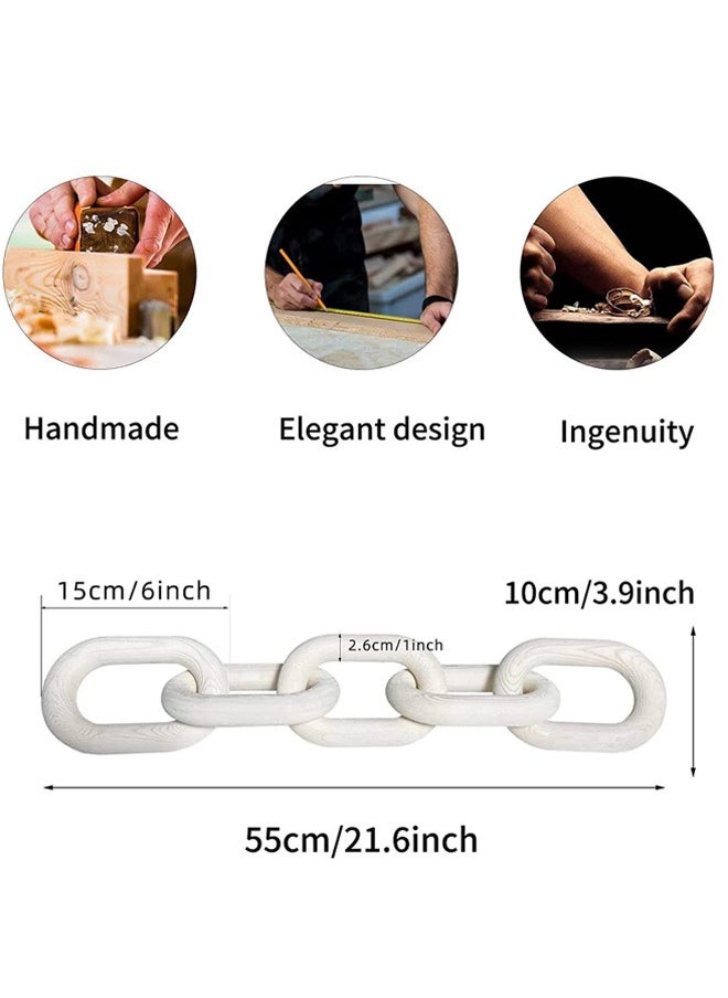 GMORO Wood Chain Link Decor 5 Link Wooden Decorative Chain Accents Coffee Table Shelf Decor Aesthetic Living Room White  - Image 4