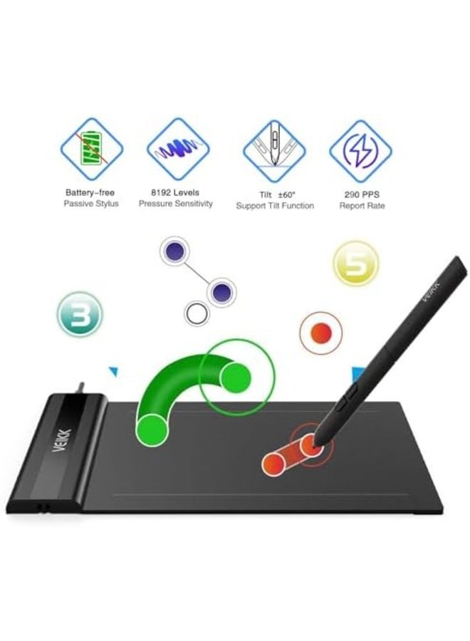 Veikk S640 6x4" Ultra-Thin Graphics Drawing Tablet with Battery-Free Stylus, 8192 Pressure Levels, 5080 LPI Resolution  - Image 4