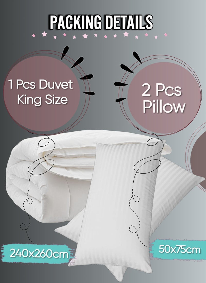 بلوبيري لحاف لحاف قطن أبيض 240x260سم مع وسادة 2 قطعة - Image 3