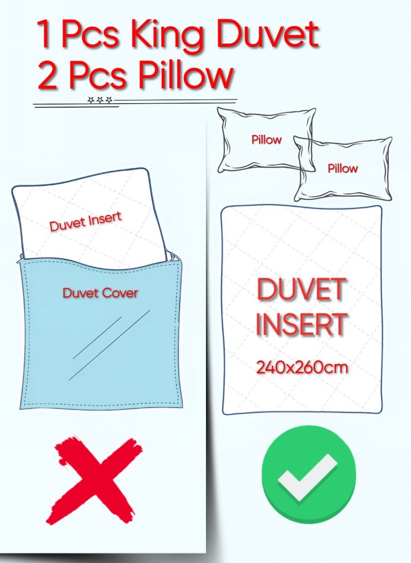 بلوبيري لحاف لحاف قطن أبيض 240x260سم مع وسادة 2 قطعة - Image 5