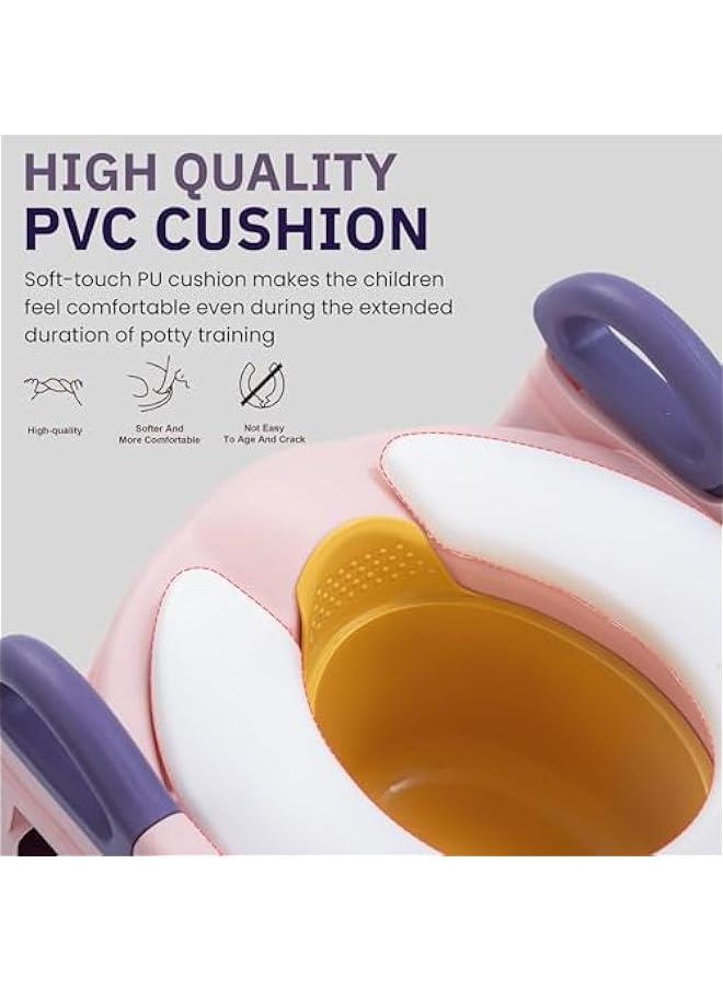 MIXDE 3-in-1 Baby Potty Seat With Ladder for Kids, Baby Potty Ladder Training Potty Chair with Splash Guard & Cushion Seat, Kids Toilet Seat, Potty Chair for 1-8 Years Boys & Girls (Pink)  - Image 4