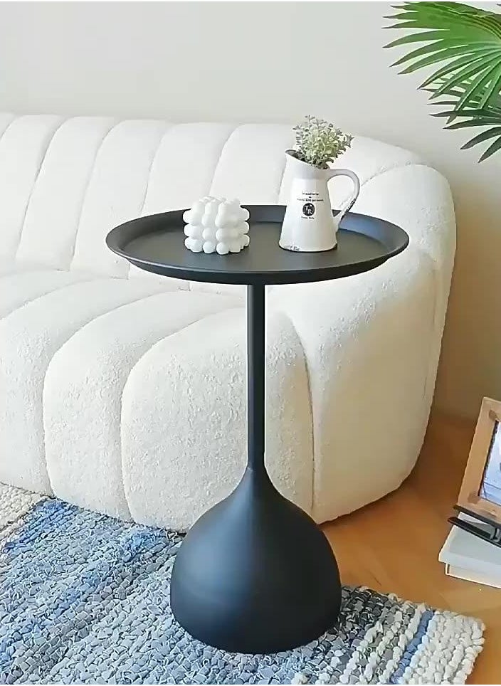 XiuWoo - Coffee Table, Nordic Sofa Side Decorative Small Space Living Room Bedroom Patio, Vintage Metal End Table, Metal Iron Outdoor Round Table Weather Resistant Anti-Rust Outdoor, 40*60CM - Image 1
