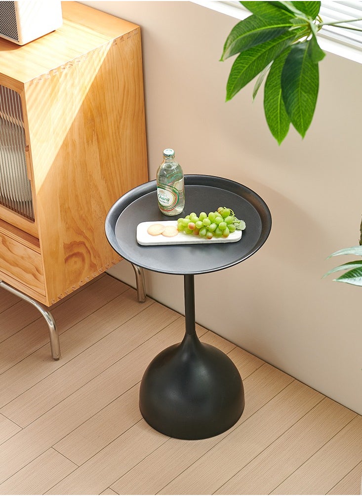 XiuWoo - Coffee Table, Nordic Sofa Side Decorative Small Space Living Room Bedroom Patio, Vintage Metal End Table, Metal Iron Outdoor Round Table Weather Resistant Anti-Rust Outdoor, 40*60CM - Image 1