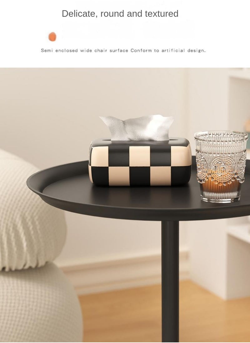 XiuWoo - Coffee Table, Nordic Sofa Side Decorative Small Space Living Room Bedroom Patio, Vintage Metal End Table, Metal Iron Outdoor Round Table Weather Resistant Anti-Rust Outdoor, 40*60CM - Image 1
