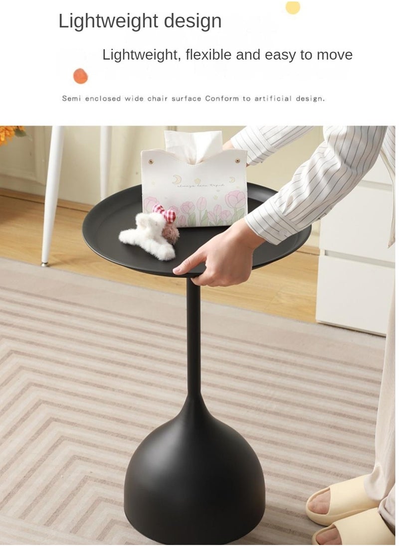 XiuWoo - Coffee Table, Nordic Sofa Side Decorative Small Space Living Room Bedroom Patio, Vintage Metal End Table, Metal Iron Outdoor Round Table Weather Resistant Anti-Rust Outdoor, 40*60CM - Image 1