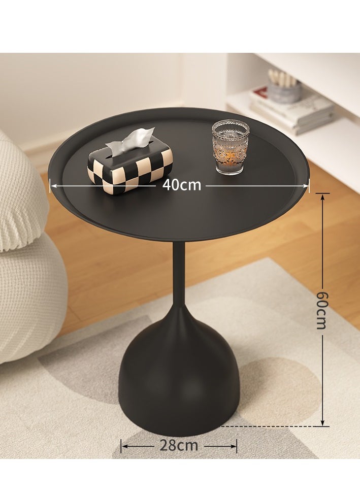 XiuWoo - Coffee Table, Nordic Sofa Side Decorative Small Space Living Room Bedroom Patio, Vintage Metal End Table, Metal Iron Outdoor Round Table Weather Resistant Anti-Rust Outdoor, 40*60CM - Image 1