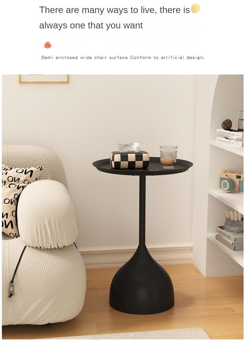 XiuWoo - Coffee Table, Nordic Sofa Side Decorative Small Space Living Room Bedroom Patio, Vintage Metal End Table, Metal Iron Outdoor Round Table Weather Resistant Anti-Rust Outdoor, 40*60CM - Image 1