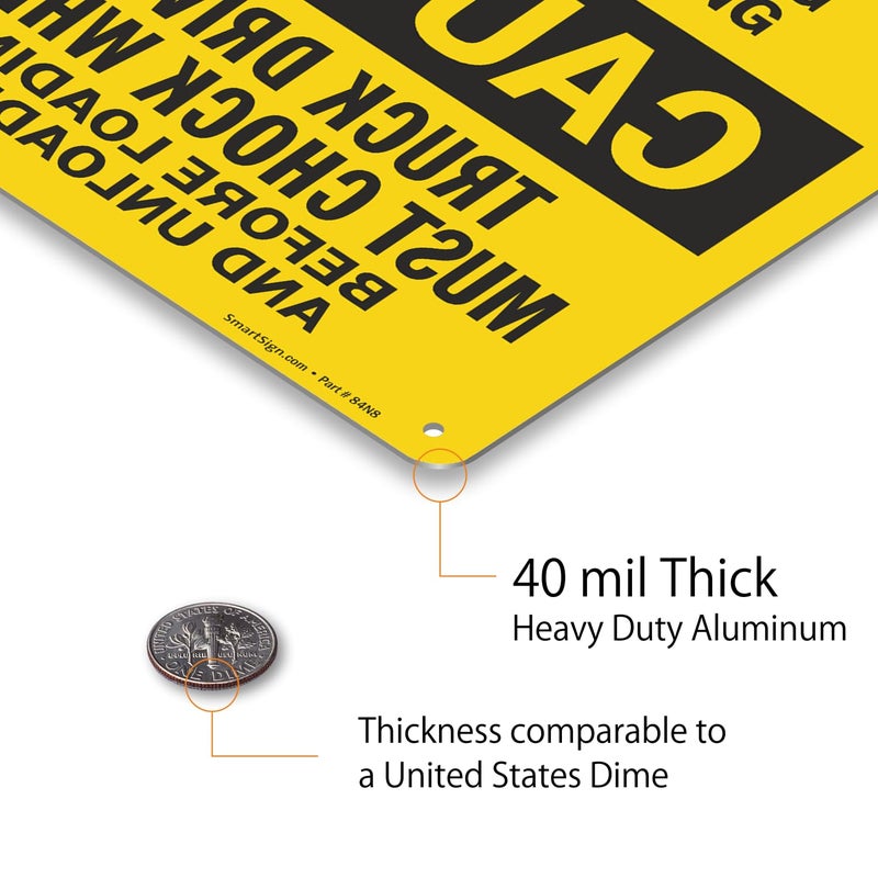 SmartSign-S-6682-AL Truck Drivers Must Chock Wheels Before Loading And Unloading Sign By | 10" x 14" Aluminum - Image 3