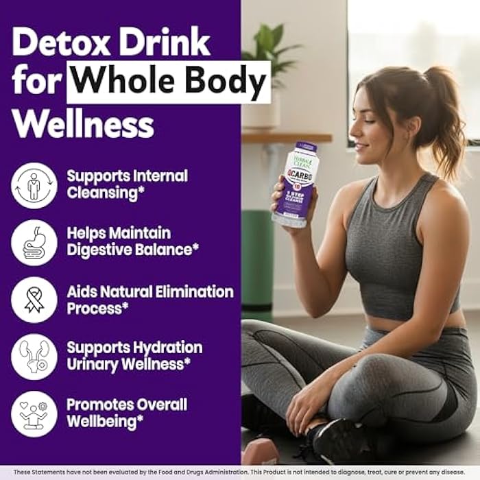 Herbal Clean Qcarbo16 Same-Day Detox Cleanse Drink (16 fl oz) - Grape Flavor Full Body Cleanse* Detox Drink for Moderate Toxin Level*, Vitamin B2 and Vitamin B12 for Men & Women - Image 5