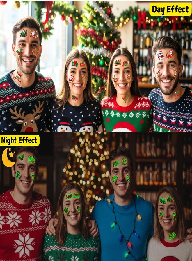 Backtopeia Glow In Dark Christmas Temporary Tattoos | Luminous Christmas Decorations Accessories Party Favors Supplies Goodie Bags Stocking Stuffers Xmas Santa Claus Snowman Gift Idea For Kis Teen Adult-60Pcs - Image 3