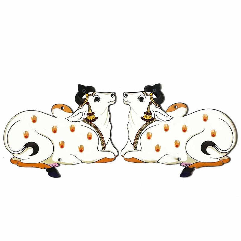 Adikala MDF Pichwai Seated Cow Design Cutout for Diwali | Dussehra | Rangoli | Pooja | Festival Gift | Wedding Decorations 5.INCH (Set of 6) - Image 5