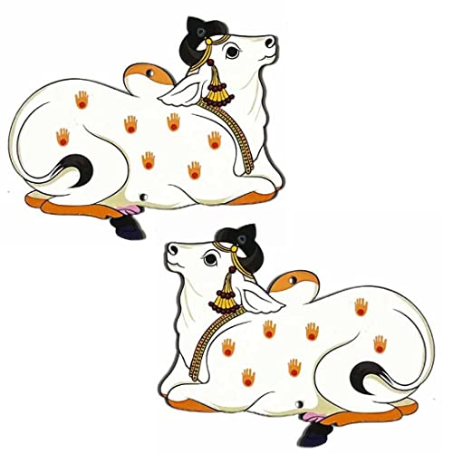 Adikala MDF Pichwai Seated Cow Design Cutout for Diwali | Dussehra | Rangoli | Pooja | Festival Gift | Wedding Decorations 5.INCH (Set of 6) - Image 3