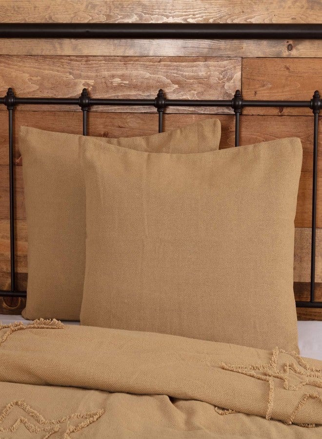 في أتش سي براندز إكسسوارات مفروشات من الخيش الطبيعي من ماركة VHC، غطاء وسادة قياسي 21×27، لون بني فاتح - Image 1