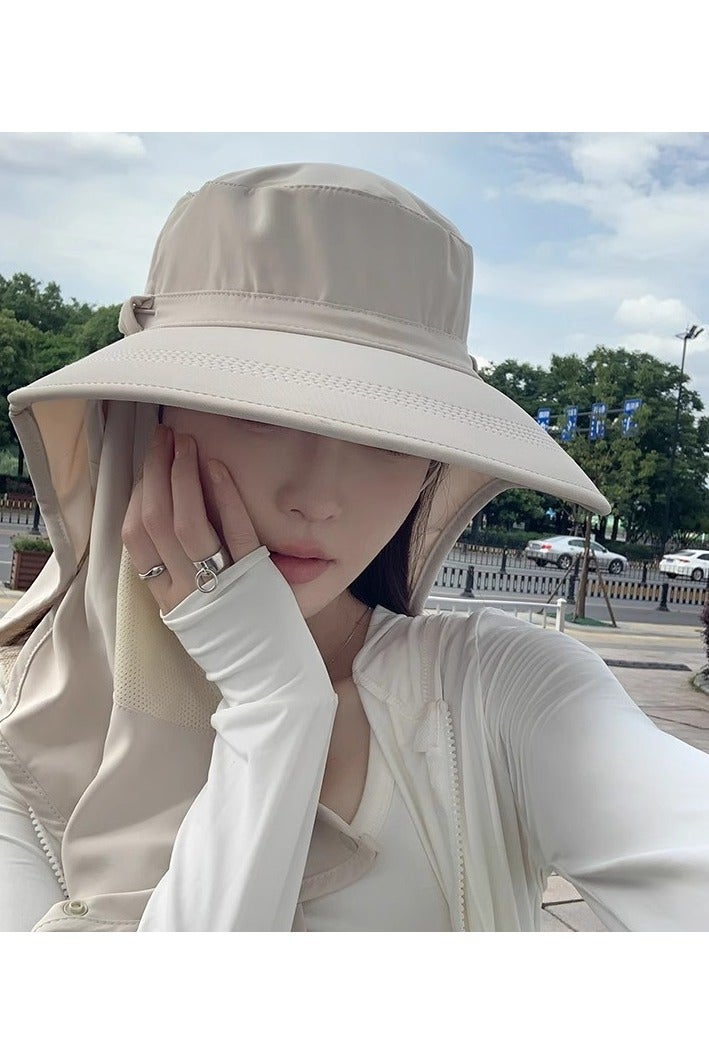 قبعة صيد للرجال والنساء، قبعة خارجية للحماية من أشعة الشمس فوق البنفسجية ذات حافة عريضة مع غطاء للوجه وغطاء للرقبة - Image 2