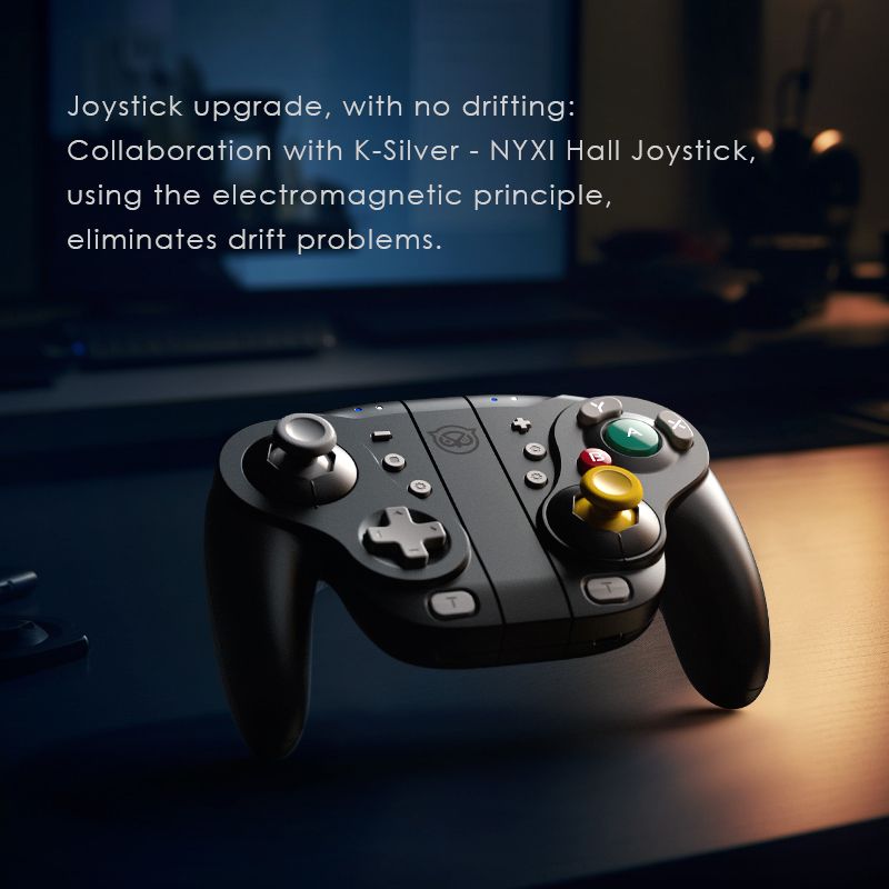 Nyxi Wizard Retro NGC-Style GameCube Gamepad for Nintendo Joy-Con Split Handle NS2 Wireless Bluetooth, Black - Image 5