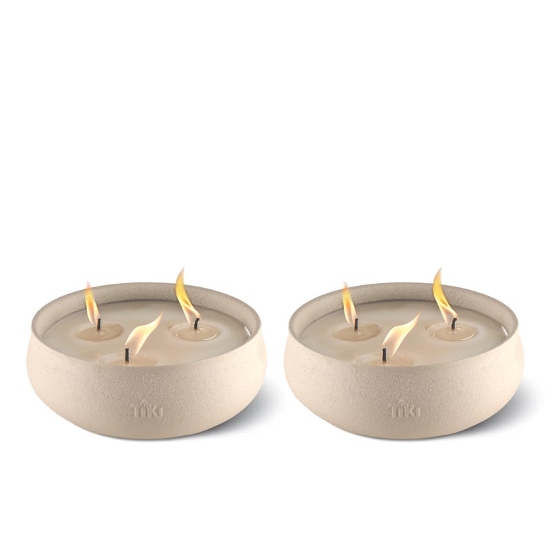 TIKI Citronella Candle 2-Pack â€“ 7-Inch White Wax Bowl with Concrete Finish â€“ Outdoor Decorative Candles for Patio, Deck, Garden, Backyard & Camping - Image 1