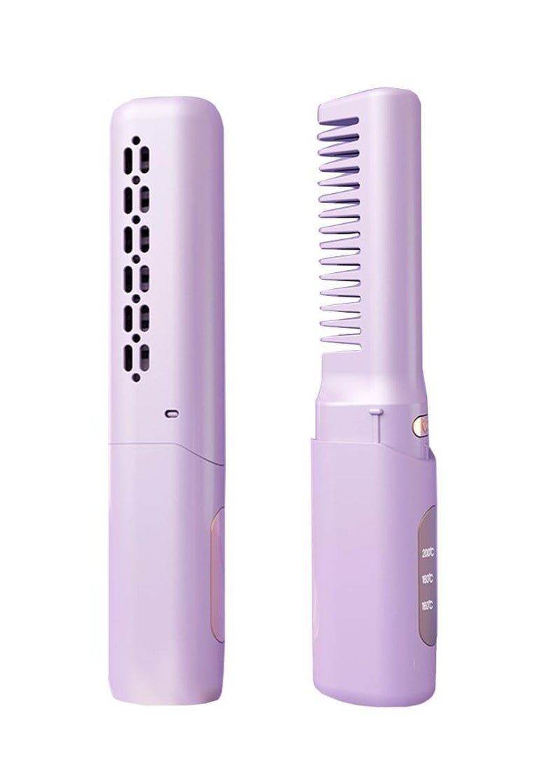 Hihonor Rechargeable Mini Hair Straightener Cordless Heating Comb Iron LCD Display USB Portable Travel Heat Brush - Image 1