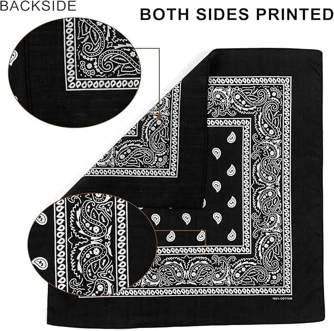 SPIN CART Unisex Cotton Soft Breathable Paisley Bandana For Men & Women (1, Black & Red) - Image 2