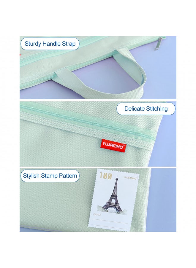 Pendancy Pendancy Mesh Zipper Pouch 11x13.7 in, Large Double Pocket Waterproof File Bag with Handle, A4 Size Foldable Document Storage for Puzzle Project/Cross Stitch/Travel/OfficeGreen  - Image 3