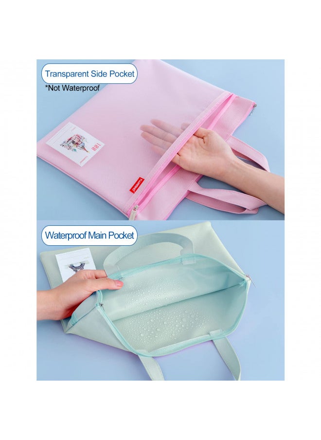 Pendancy Pendancy Mesh Zipper Pouch 11x13.7 in, Large Double Pocket Waterproof File Bag with Handle, A4 Size Foldable Document Storage for Puzzle Project/Cross Stitch/Travel/OfficeGreen  - Image 2