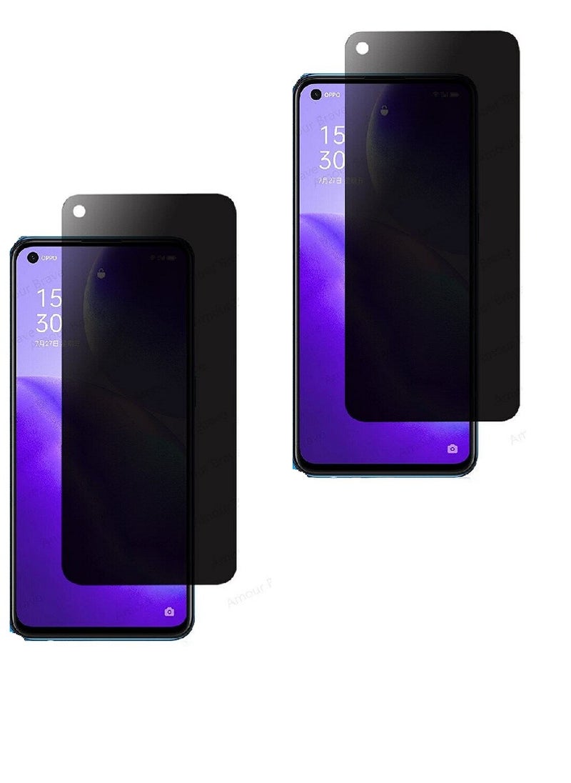 Super 2 Pieces Tempered Glass Screen Protector Anti-Spy Privacy  Designed For Oppo Reno5 5G Full Screen Coverage And Bubble Free - Image 1