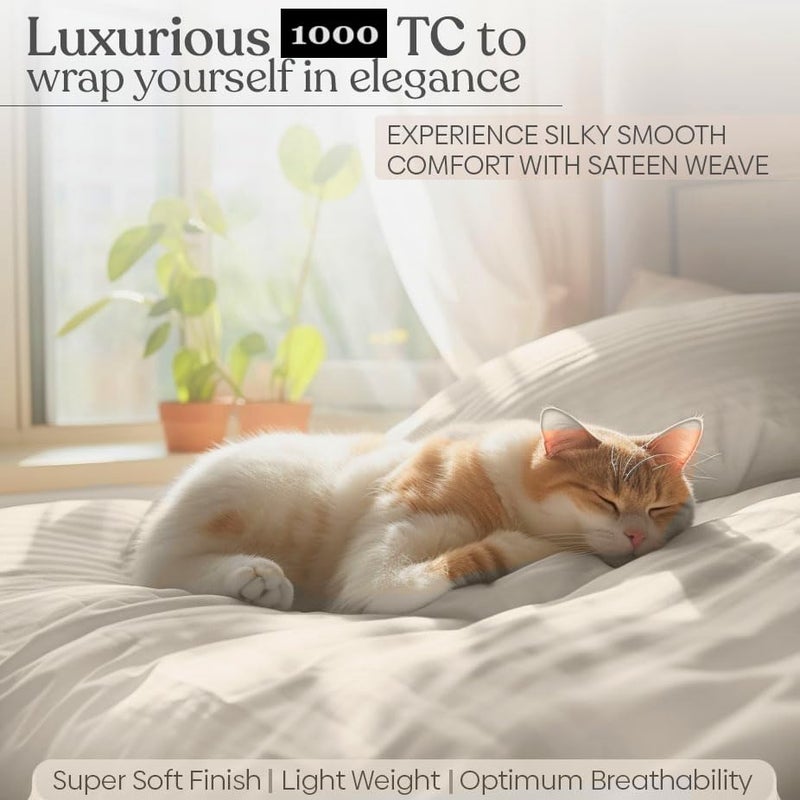Kedara Cloth Cotton Feel Glace Cotton Elastic Fitted 78 x 72King Bed Size Bed Bedsheet with 2 Pillow Cover 1000 TC 100 Egyptian Cotton 78 x 72King Bed Taupe Solid - Image 3