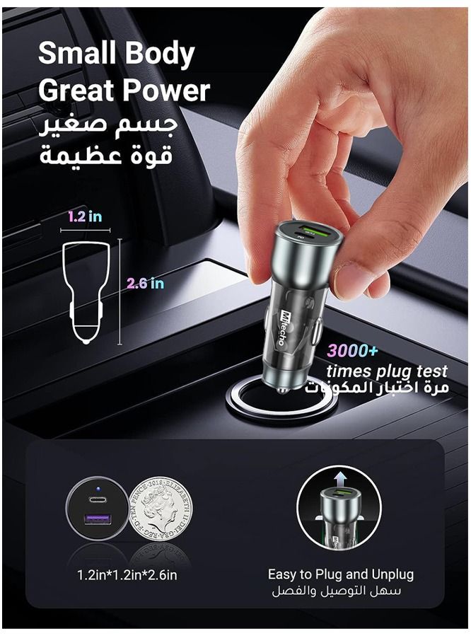 Mi Techo 52.5W Fast Car Charger Dual USB Ports Fast Car Power Adapter PD38W iPhone 15 Car Charger Fast Charging Samsung 25W Car USB Plug for Samsung, iPhone, iPad Pro Air, Huawei, Oneplus, Xiaomi, etc - Image 5