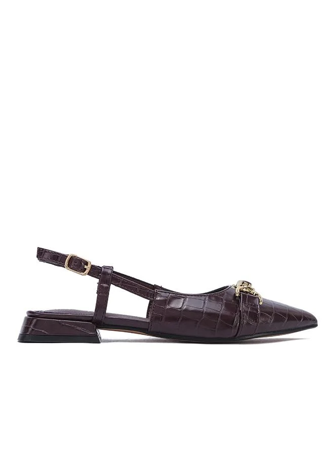 Stylish Croc-Embossed Horsebit Slingback Flat CD 018