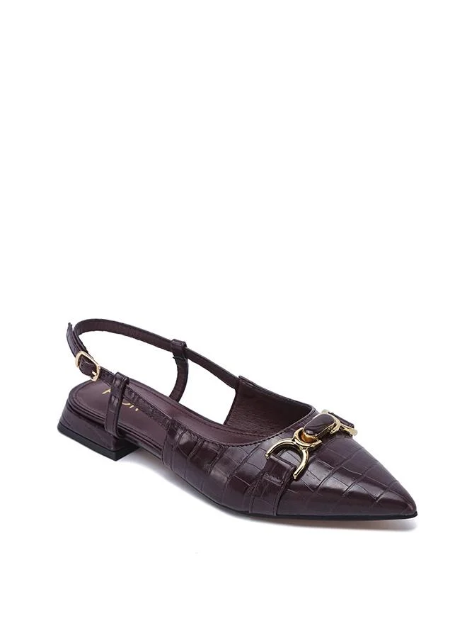 فايور Stylish Croc-Embossed Horsebit Slingback Flat CD 018