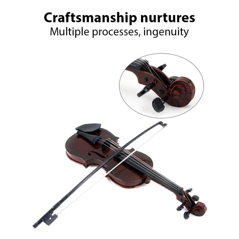 Dark Brown Practice Simulated Violin - Authentic Bright Pure Sound Adjustable Strings Comfortable Chin Rest for Beginner Musicians Home Practice Performance - Image 2