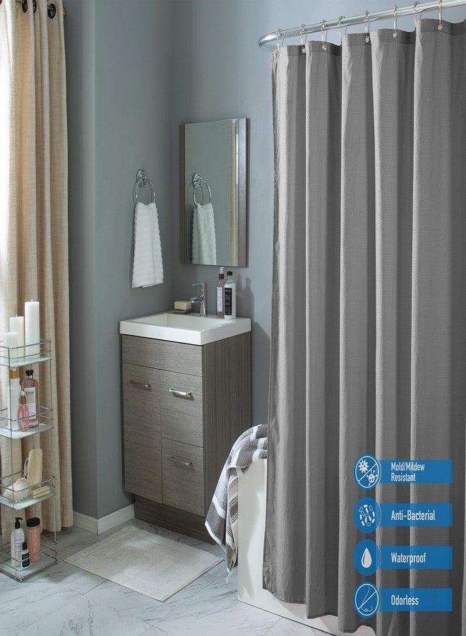 Bath Bliss Microfiber Soft Touch Dash Design Shower Curtain Liner in Heather Grey (5417-HEATHER) - Image 1