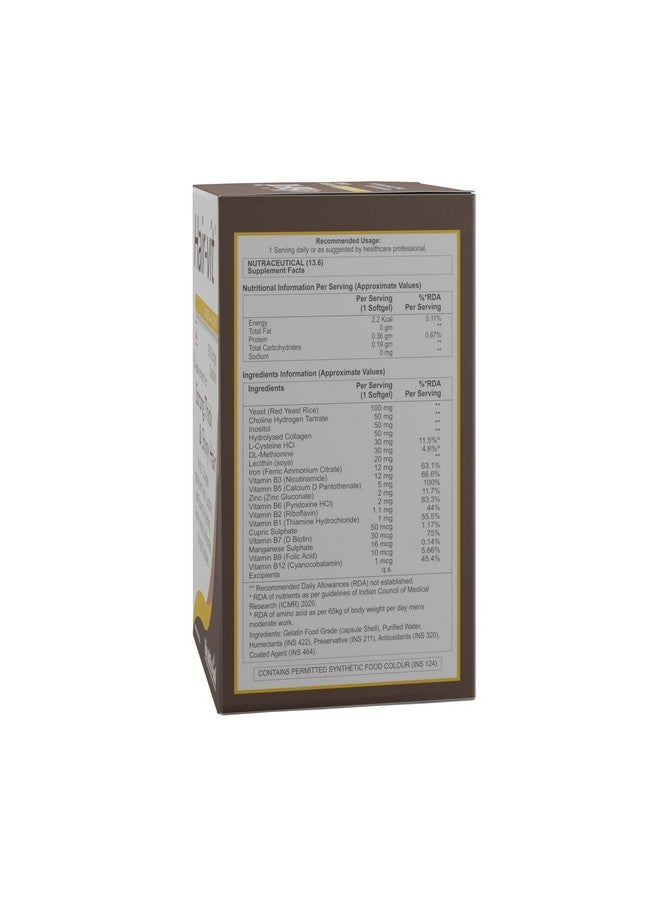 Health Aid HealthAid Hair-Vit With Biotin, Zinc, Folic Acid, Fibre & Multivitamin | Hair Vitamin Supplement for Men & Women for Stronger, Thicker & Shiny Hair - 90 Softgel Capsules - Image 3