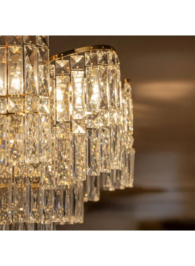 DANUBE HOME Adira 10 Lights Crystal Chandelier 50cm Contemporary Pendant Lamps Hanging Lanterns E14 Bulb Base Modern Design Indoor Lighting For Bedroom L50xW50xH161cm-Gold - Image 5
