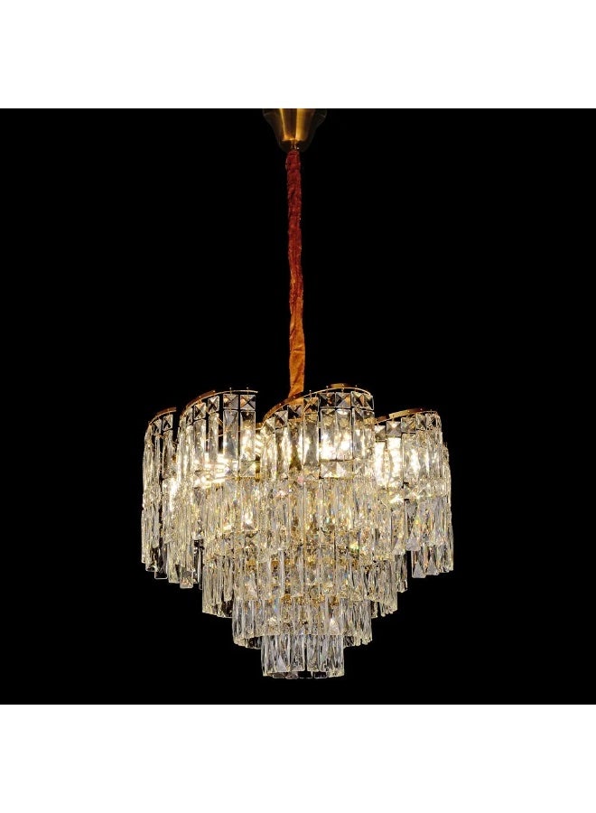 DANUBE HOME Adira 10 Lights Crystal Chandelier 50cm Contemporary Pendant Lamps Hanging Lanterns E14 Bulb Base Modern Design Indoor Lighting For Bedroom L50xW50xH161cm-Gold - Image 3