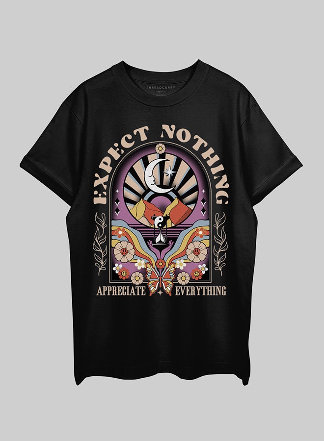 THREADCURRY THREADCURRY Expectation Oversized Drop Shoulder Cotton Loose Printed T-Shirt for Men  - Image 1