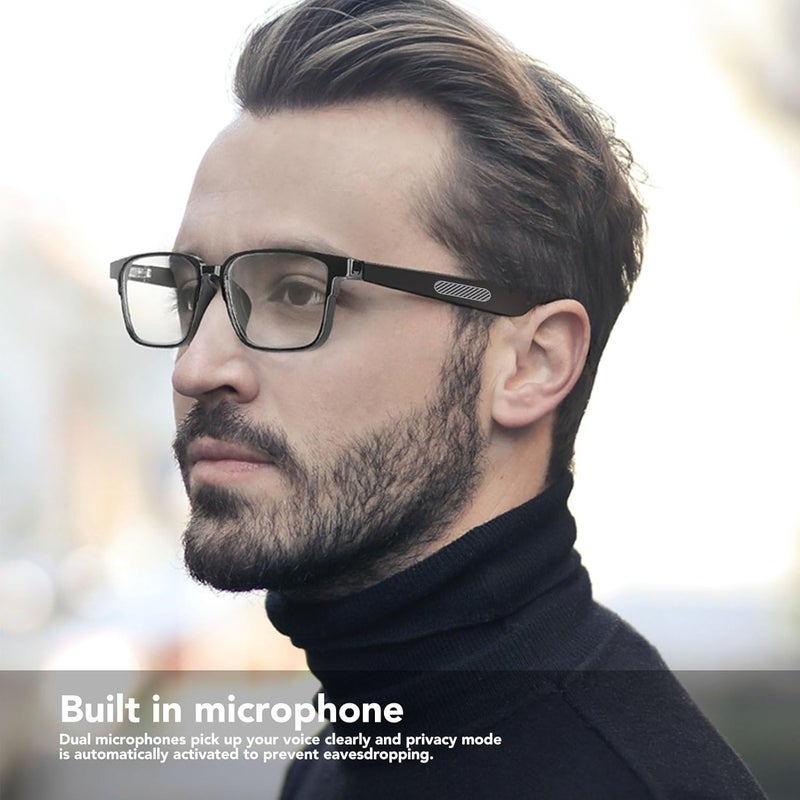 نظارات ذكية سلك أقل، IP5 مقاومة للماء مكبر صوت الأذن المفتوحة، التحكم الصوتي، سهولة الاتصال ميكروفونات مزدوجة التحكم الصوتي BT 5.3 نظارات شمسية ذكية يونيسكس (نظارات فردية) - Image 5
