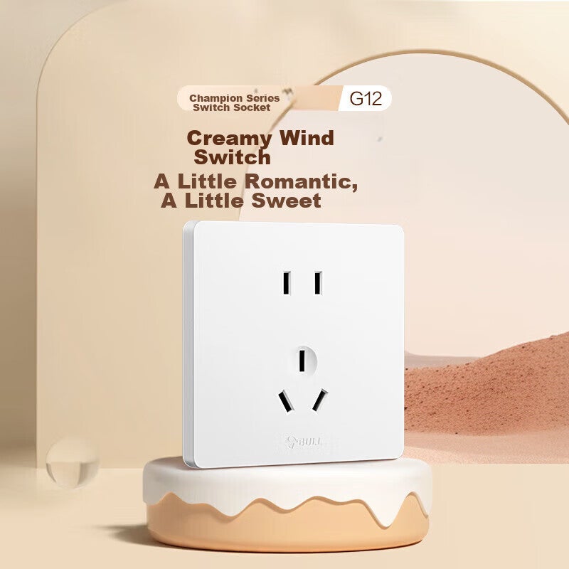 BULL Switch Socket G12 Series, 10A Five-Hole Socket, Cream Style 86-Type Panel, G12Z223S, Twilight Snow White - Image 2