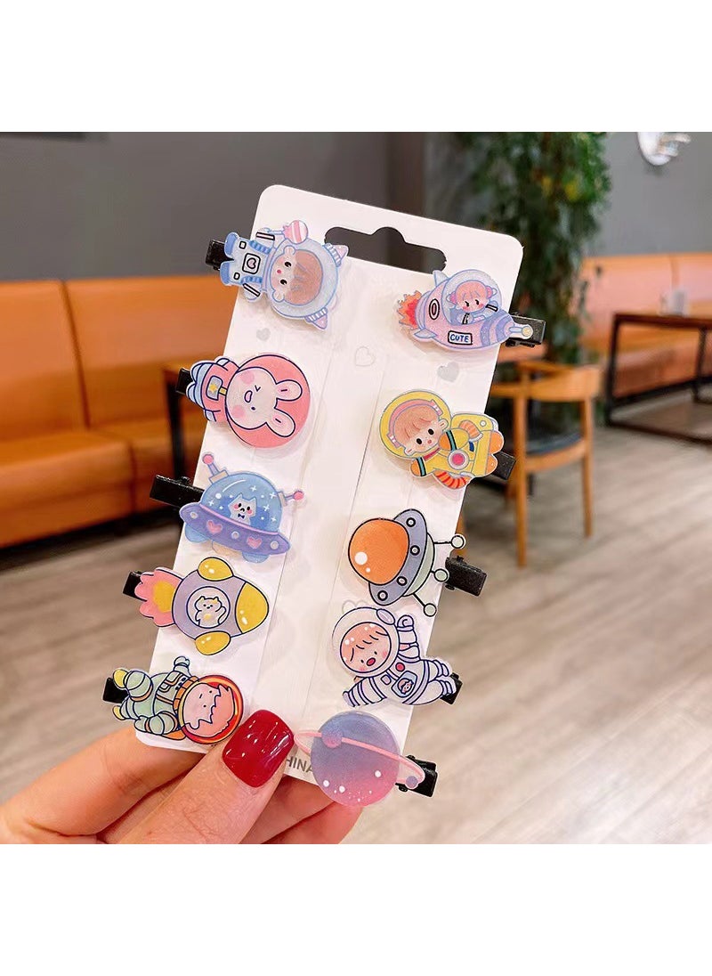Generic Korean New Childrens Cartoon Coke Drink Bottle Hairpin Sweet Broken Hair Clip Milk Tea Juice Bangs Clip Planet Space Combination 