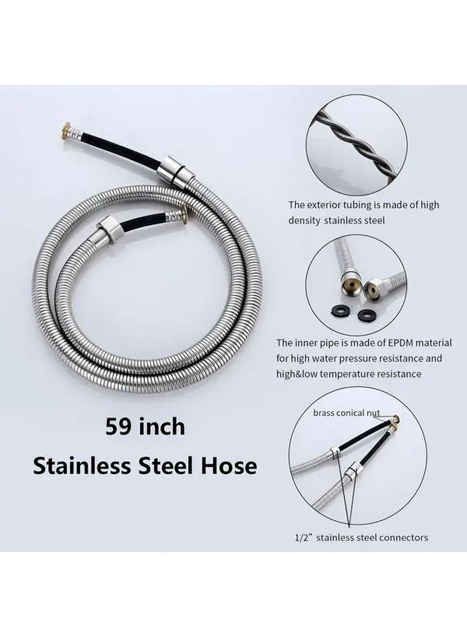 Silver Bidet Sprayer Faucet Set With Splitter 59 Inch Hose For Toilet Kitchen Or Bathroom Sink - Image 5