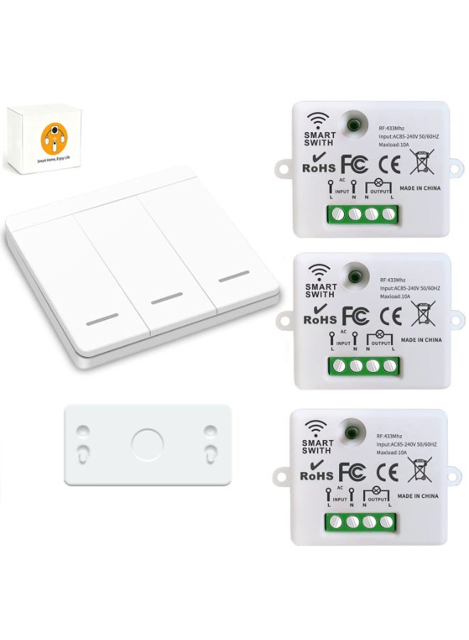 مفتاح الضوء الذكي مفتاح التحكم عن بعد اللاسلكي RF433 لا سلك محايد مطلوب 30M نطاق CE معتمد للمكتب المنزلي مزرعة الحمام حل الإضاءة - Image 1