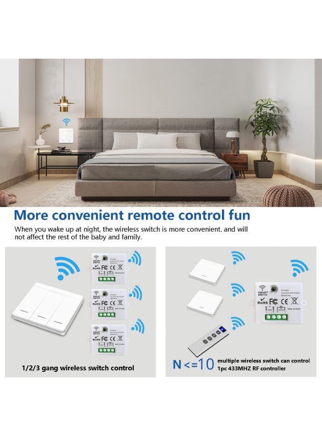 مفتاح الضوء الذكي مفتاح التحكم عن بعد اللاسلكي RF433 لا سلك محايد مطلوب 30M نطاق CE معتمد للمكتب المنزلي مزرعة الحمام حل الإضاءة - Image 4