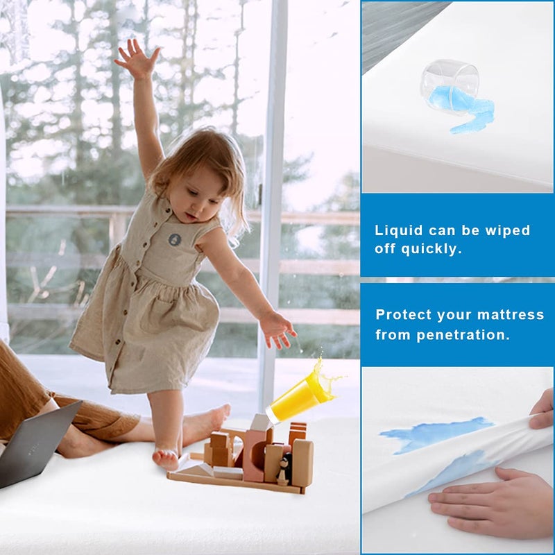 Parkdeny 2 Pack Mattress Protector Twin XL Size 100% Waterproof Fitted Mattress Cover  Breathable Noiseless & Machine Washable Bed Cover Deep Pocket from 5"" to 21""  Bed Protector for Kids Adults - Image 4