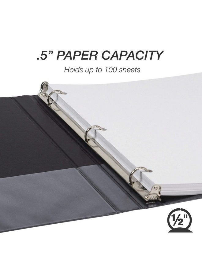 Samsill Economy 0.5 Inch 3 Ring Binder Made In The Usa Round Ring Binder Customizable Clear View Binder Black 12 Pack - Image 4