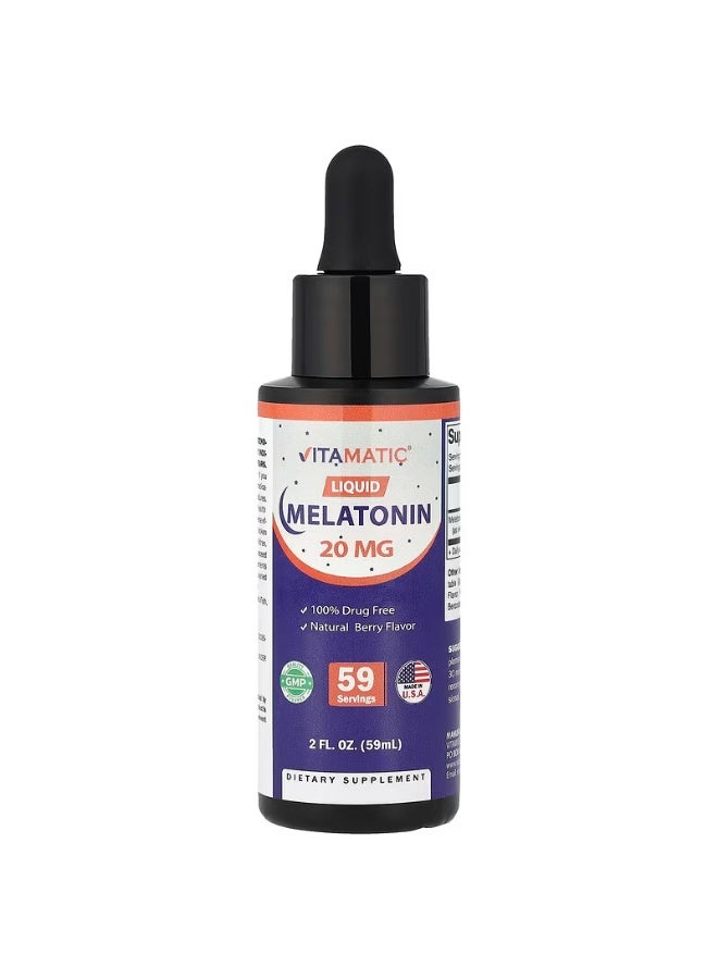 Vitamatic, Liquid Melatonin, Natural Berry, 20 mg, 2 fl oz (59 ml)