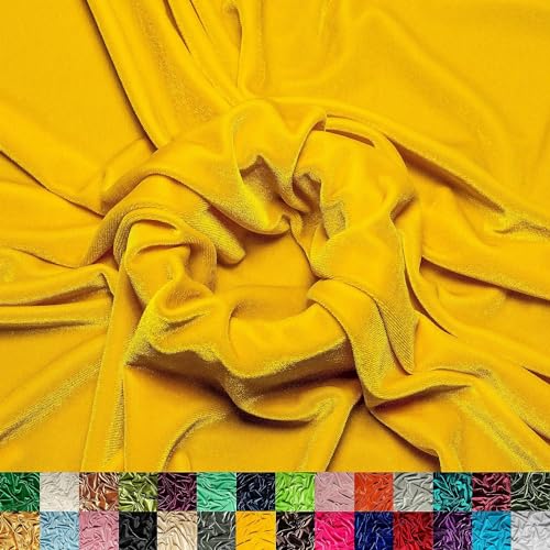 Cottonfry Stretch Velvet Fabric | Luxury & Soft | 60" Wide Roll | 10% Spandex | Sewing, Apparel, Upholstery (1m, Lemon Yellow), Solid - Image 4