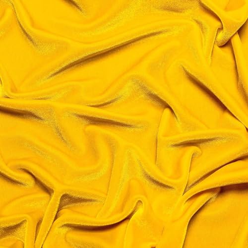 Cottonfry Stretch Velvet Fabric | Luxury & Soft | 60" Wide Roll | 10% Spandex | Sewing, Apparel, Upholstery (1m, Lemon Yellow), Solid - Image 1