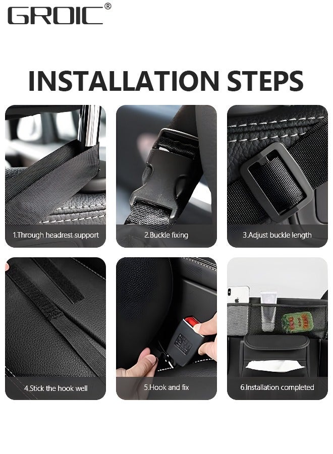 GROIC Car Purse Holder Between Seats,Car Handbag Holder for Front Seat, Large Capacity Automotive Car Organizers Between Seats for Phones Documents Cups and More  - Image 5