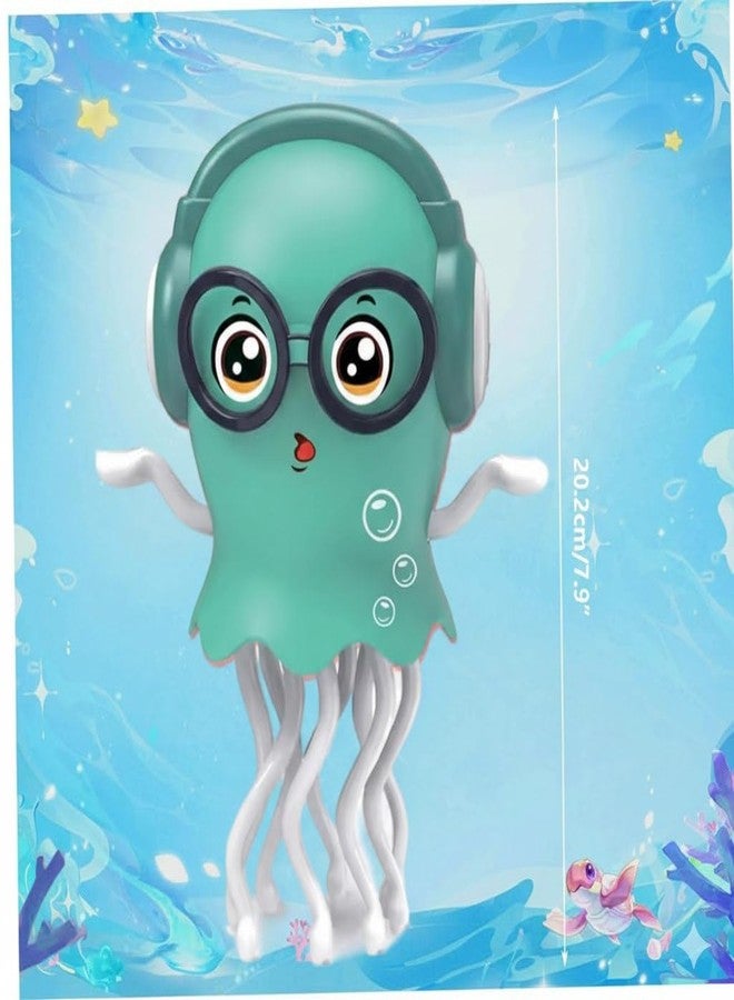 MANVI Octopus Toy for Kids, Wind-up Key Operated Dancing Jellyfish, Interactive Sensory Development for Infants & Kids, Crazy Crawling Toy (ELECTRICK Octopus Green) - Image 2